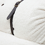 Двухместный диван без подлокотников белый с обивкой букле и ремешками из кожи Blaise Boucle Sofa варинант исполнения - 5 | Loft Concept в Казани