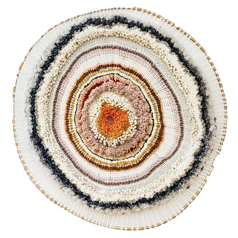 Вязаное Панно из шерсти Круг ivory ( слоновая кость ) Терракотовый в Казани | Loft Concept 