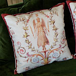 Декоративная подушка бежевая с растительным орнаментом Raffael Angel Beige Red Cushion варинант исполнения - 2 | Loft Concept в Казани