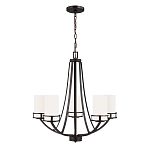 Люстра в цвете темная бронза с 5-ю белыми цилиндрическими плафонами Generation Lighting варинант исполнения - 2 | Loft Concept в Казани