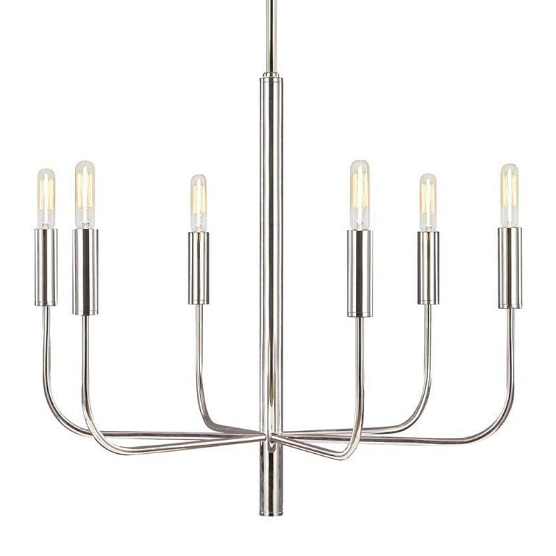 Люстра с 6-ю лампами Chandelier with Seamless Curve Латунь Серебряный в Казани | Loft Concept 