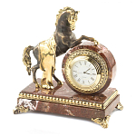 Часы настольные бронзовые с декором в виде коня Horse Stone Clock варинант исполнения - 2 | Loft Concept в Казани