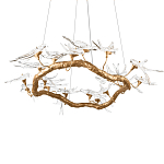 Люстра подвесная с прозрачными стеклянными птичками на ветвях Диаметр 100 см Serip Voa варинант исполнения - 8 | Loft Concept в Казани