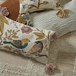 Чехол на подушку с кисточками и вышивкой птиц Ethnic mix Birds Rect варинант исполнения - 6 | Loft Concept в Казани