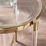 Золотой приставной столик с круглой стеклянной столешницей Weightless Table варинант исполнения - 7 | Loft Concept в Казани