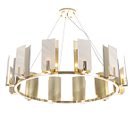 Люстра подвесная круглая с прямоугольными мраморными и золотистыми панелями на металлическом каркасе Диаметр 118 см Marble square Chandelier варинант исполнения - 3 | Loft Concept в Казани