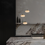 Подвесной светильник с плафоном в виде эллипса из белого алебастра Cryptocrystalline Stone варинант исполнения - 6 | Loft Concept в Казани