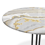 Стол журнальный с круглой столешницей из стекла Gray and Gold Marble варинант исполнения - 3 | Loft Concept в Казани