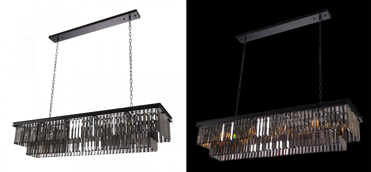 Прямоугольная Люстра RH 1920s Odeon Black iron Серое Стекло Длина 120 см Прямоугольная Люстра RH 1920s Odeon Black iron Серое Стекло Длина 120 см - Loft-Concept в Казани