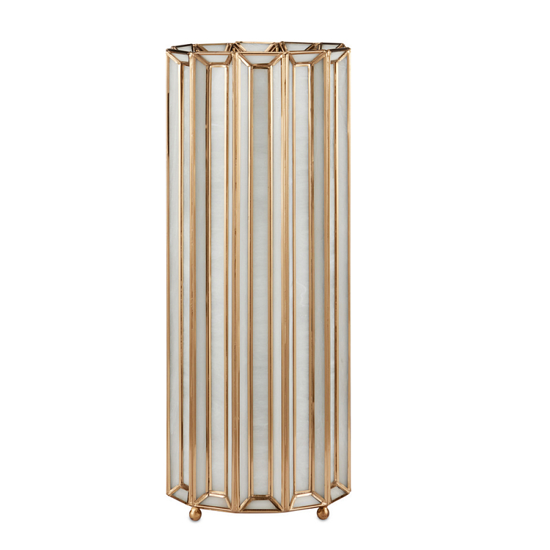 Настольная лампа в форме цилиндра фактурная Soft Glow Lamps Молочный Латунь в Казани | Loft Concept 