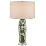 Настольная лампа керамическая с кремовым абажуром Scenic Column варинант исполнения - 4 | Loft Concept в Казани