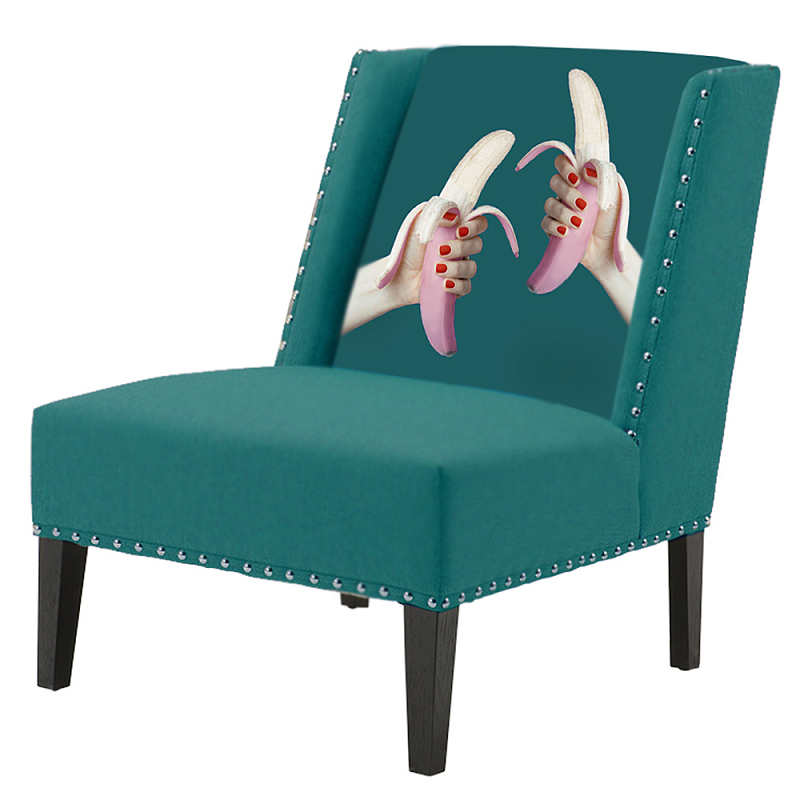 FUN Armchair Two Bananas Turquoise Дизайнерское кресло с цветным принтом Бирюзовый в Казани | Loft Concept 