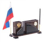 Настольный письменный набор с часами из природного камня обсидиана For the Deputy варинант исполнения - 2 | Loft Concept в Казани