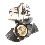 Часы настольные в виде парусника из натурального камня Обсидиан Sailboat Stone Clock варинант исполнения - 5 | Loft Concept в Казани