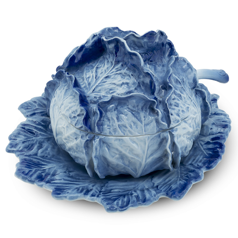 Супница SOUP BOWL CABBAGE W/PLATE D25 Blue Сапфирово-синий в Казани | Loft Concept 