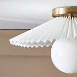 Потолочный светильник с белым плиссированным абажуром Headquarters варинант исполнения - 3 | Loft Concept в Казани