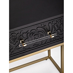 Приставной столик с резным узором на выдвижном ящике Black Table Carved Pattern варинант исполнения - 2 | Loft Concept в Казани