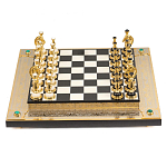 Шахматы из бронзы и натуральных камней Долерит и Мрамор с гравировкой Decorative Thematic Chess варинант исполнения - 1 | Loft Concept в Казани