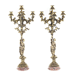 Подсвечники из бронзы на 10 свечей на подставке из камня креноид Stone Candlestick варинант исполнения - 1 | Loft Concept в Казани