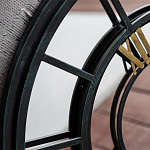 Зеркало настенное в чёрной металлической раме в виде часов Mirror Tower Clock варинант исполнения - 2 | Loft Concept в Казани