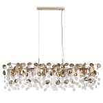 Люстра линейная с подвесками в форме монеток и золотистыми круглыми элементами из металла в виде лепестков FAIRYTREE Light варинант исполнения - 2 | Loft Concept в Казани