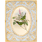 Декоративный постер с изображением птиц в раме с рельефным растительным узором Blooming Birds Poster варинант исполнения - 6 | Loft Concept в Казани