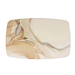 Обеденный стол с прямоугольной бежевой столешницей из стекла на 4-х деревянных ножках Beige Marble варинант исполнения - 2 | Loft Concept в Казани