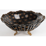 Блюдо черного цвета из фрафора на бронзовых ножках Eden Garden porcelain and bronze варинант исполнения - 1 | Loft Concept в Казани