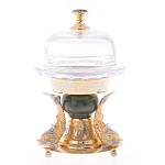 Икорница с декором "Три рыбки" с гравировкой и натуральным камнем Нефрит Decorative Cavair Dishes варинант исполнения - 7 | Loft Concept в Казани