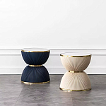 Дизайнерский журнальный стол фактурный с круглой белой столешницей Luler варинант исполнения - 2 | Loft Concept в Казани