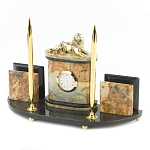 Настольный письменный набор из камня офиокальцит и бронзы с декором в виде льва Successful Leader варинант исполнения - 2 | Loft Concept в Казани