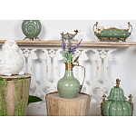 Кувшин зеленого цвета из фарфора с бронзовой крышкой и изогнутой ручкой Eden Garden porcelain and bronze варинант исполнения - 4 | Loft Concept в Казани