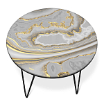 Стол журнальный c круглой столешницей из стекла серого цвета Gray and Gold Marble варинант исполнения - 2 | Loft Concept в Казани