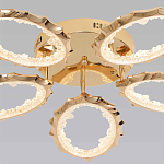 Потолочная люстра с 5-ю светодиодными лампами с золотистым каркасом Ring of Fire варинант исполнения - 2 | Loft Concept в Казани