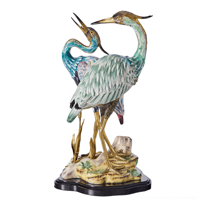 Статуэтка в виде двух птиц из фарфора с бронзовыми элементами Bird of the Garden of Eden Мульти Бронза в Казани | Loft Concept 