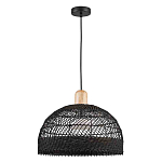 Подвесной светильник с округлым абажуром из черного ротанга Wicker Furniture варинант исполнения - 2 | Loft Concept в Казани