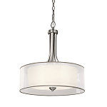 Люстра подвесная с двойным круглым плафоном из органзы и матового стекла Kichler варинант исполнения - 1 | Loft Concept в Казани