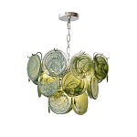 Люстра из зеленых стеклянных дисков с перламутровым эффектом Green Glowing Glaze варинант исполнения - 7 | Loft Concept в Казани