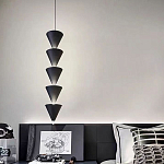 Подвесной светильник светодиодный в виде ряда черных металлических конусов  Herringbone варинант исполнения - 5 | Loft Concept в Казани