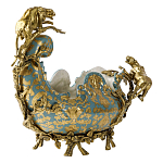 Чаша голубого цвета с оранментом и и бронзовыми фигурами леопардов Eden Garden варинант исполнения - 2 | Loft Concept в Казани