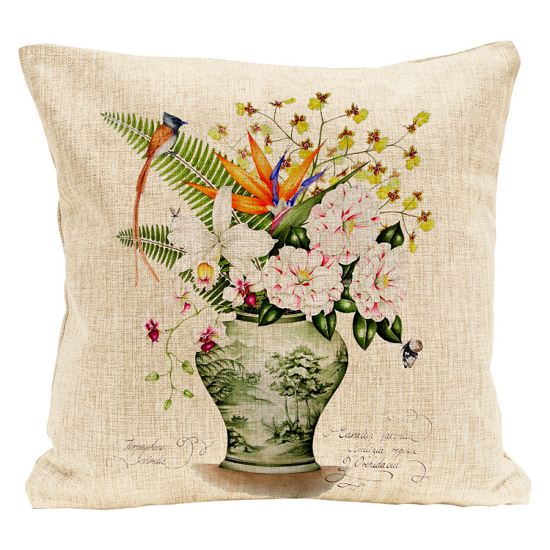 Декоративная подушка Bouquet with Strelitzia Pillow Мульти Бежевый Декоративная подушка Bouquet with Strelitzia Pillow Мульти Бежевый в Казани | Loft Concept