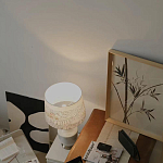 Настольная лампа с принтом на белом тканевом абажуре Roof Garden Lamp варинант исполнения - 7 | Loft Concept в Казани