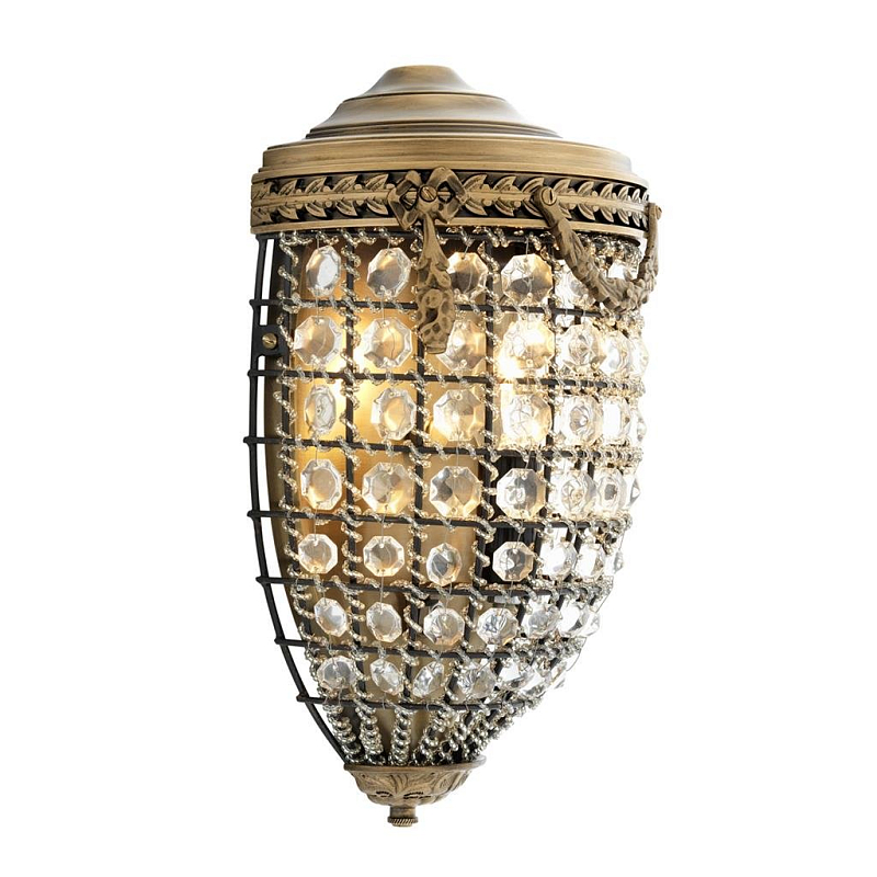 Бра Eichholtz Wall Lamp Emperor Brass Латунь Античная полированная Прозрачный (Transparent) в Казани | Loft Concept 