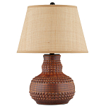 Настольная лампа темно-коричневая с тканевым абажуром в форме конуса Сhieftain варинант исполнения - 3 | Loft Concept в Казани