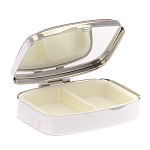 Таблетница карманная прямоугольная на 2 отделения с зеркалом и накладкой из натурального камня Лазурит Silver Stone Pillboxes варинант исполнения - 3 | Loft Concept в Казани