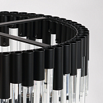 Люстра круглая из матового черного металла с подвесками из прозрачных стеклянных трубок Noir Tubes варинант исполнения - 9 | Loft Concept в Казани