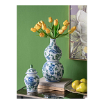 Ваза фигурная с сине-зелеными узорами распустившихся цветов Blossoming Spring варинант исполнения - 4 | Loft Concept в Казани