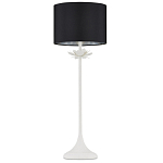 Настольная лампа с декором в виде белого цветка магнолии на каркасе и черным абажуром White Magnolia варинант исполнения - 3 | Loft Concept в Казани