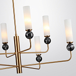 Люстра на штанге с 8-ю цилиндрическими матовыми плафонами и шарами из камня Orb Essence варинант исполнения - 7 | Loft Concept в Казани