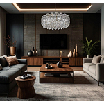 Круглая люстра с хрустальными подвесками на серебряном каркасе Gorgeous Crystal Light варинант исполнения - 12 | Loft Concept в Казани